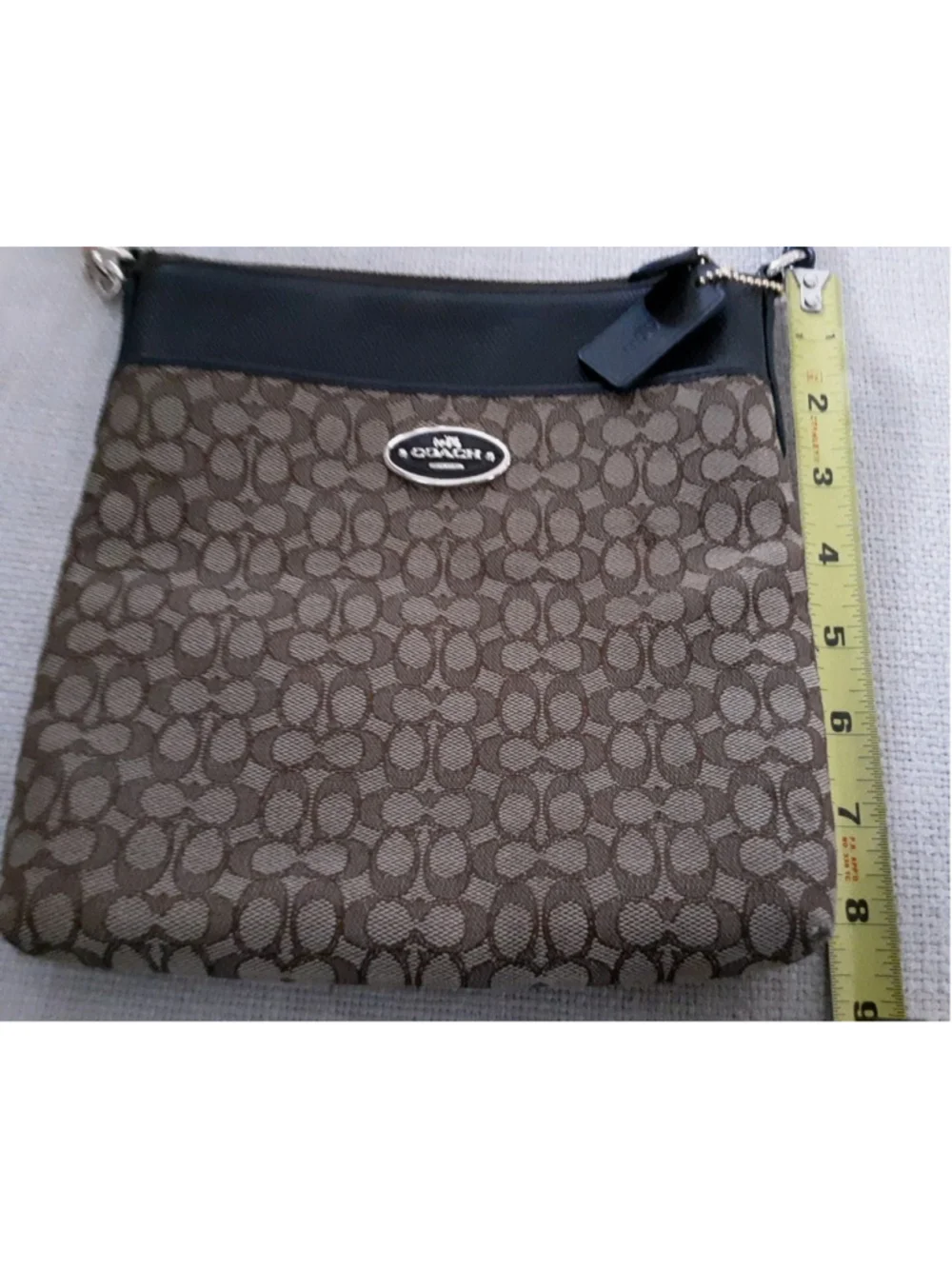 COACH 52576 North South Swingpack Signature Jacquard Leather Light Khaki/ Brown